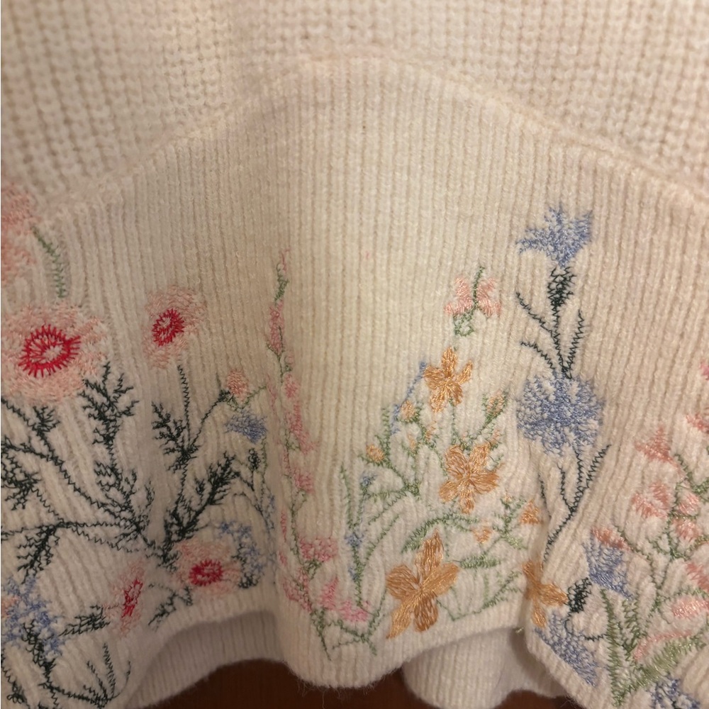 Cider Cream Floral Embroidered Sweater - Picture 3 of 7